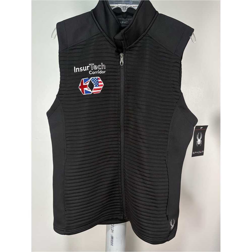 Spyder Vest Womens XL Black Softshell Quilted Full Zip Outdoor NWT Company Logo